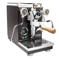 Profitec Pro 400 Espresso Machine In Matte Black With Flow Control And Tiger Maple