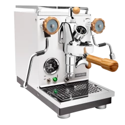Profitec Pro 400 Espresso Machine In Matte White With Flow Control And Olive Wood