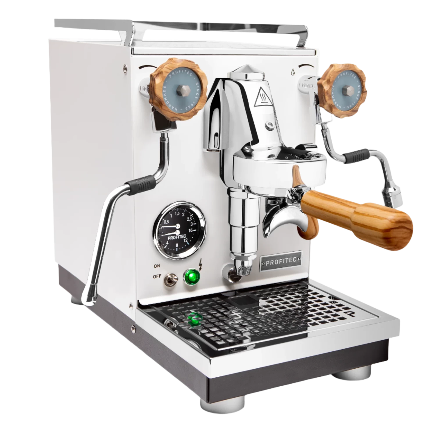 Profitec Pro 400 Espresso Machine In Matte White With Olive Wood