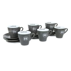 Rocket Espresso 6 Piece Flat White Cup And Saucer Set - Grey