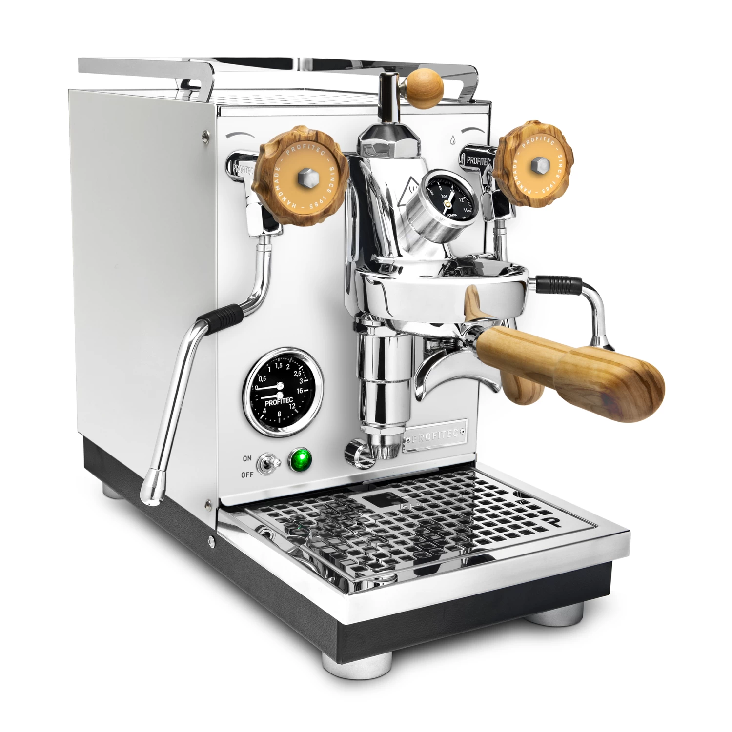 Profitec Pro 400 Espresso Machine In Matte White With Flow Control And Olive Wood - Image 3